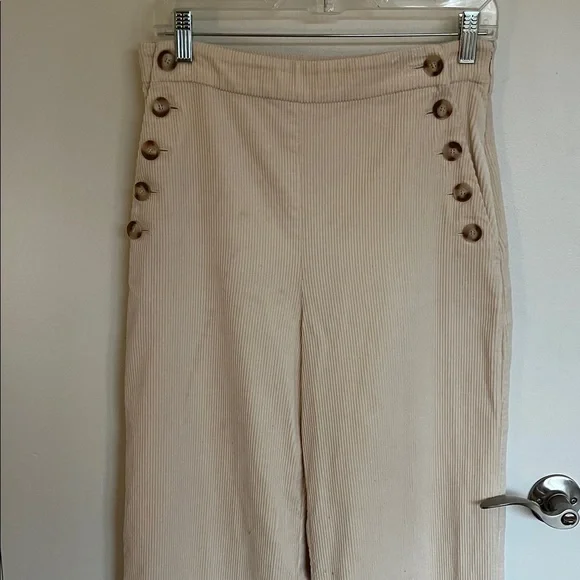 Sezane Cream Corduroy High Waisted Pants - Picture 4 of 6